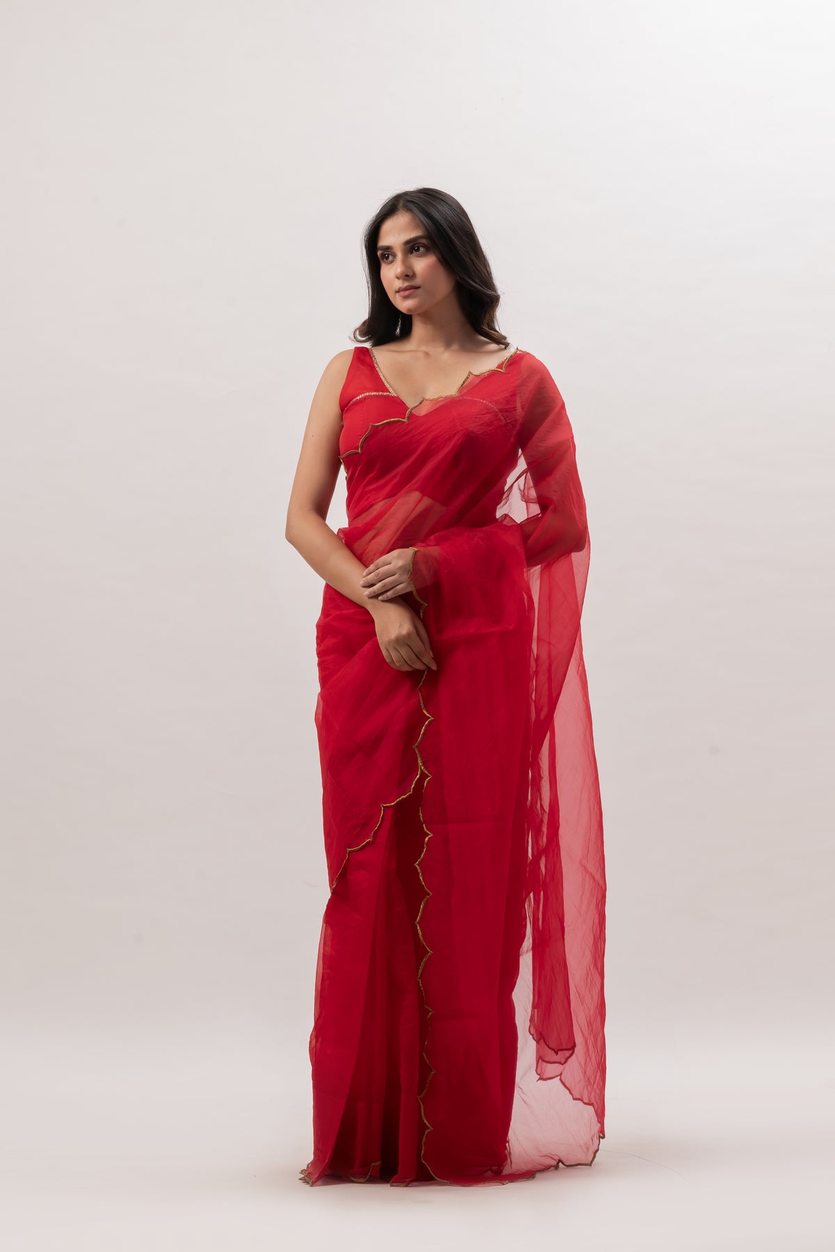 Minar Red Saree