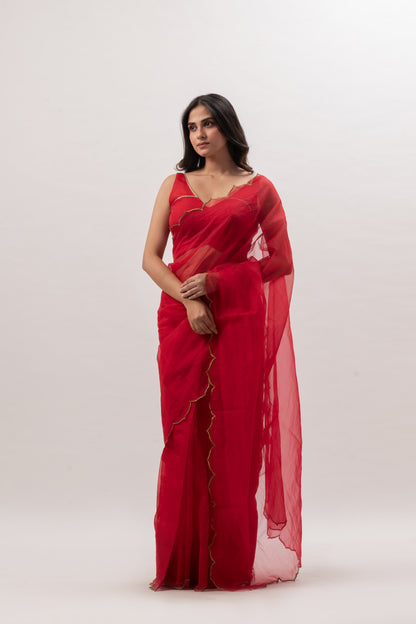 Minar Red Saree