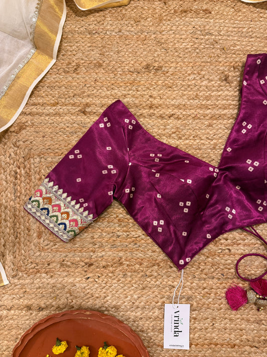 Wine bandhej Blouse