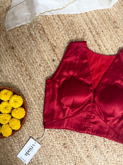 Satin coral red Blouse