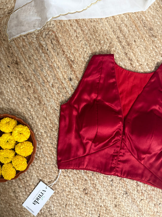 Satin coral red Blouse