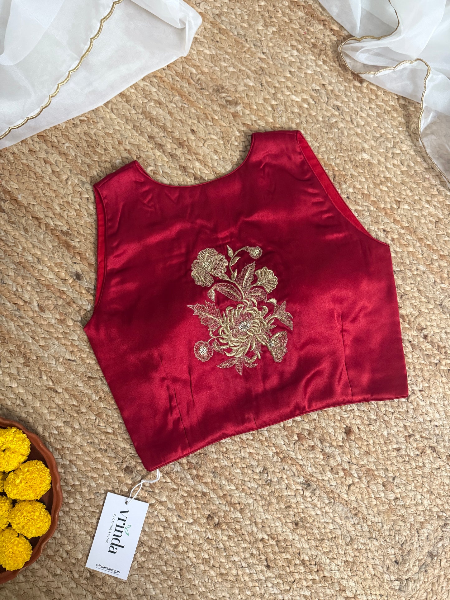 Satin coral red Blouse