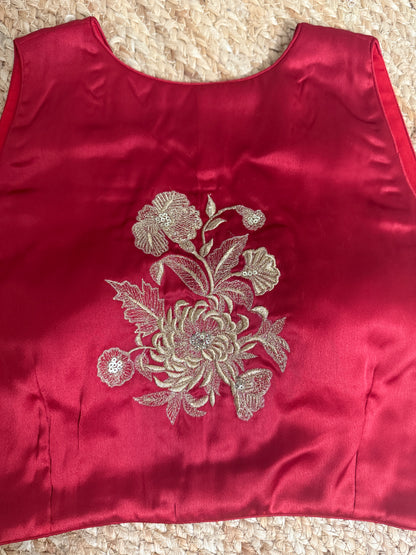 Satin coral red Blouse