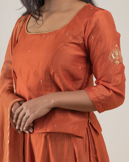 Samarvi Rust Lehenga Set