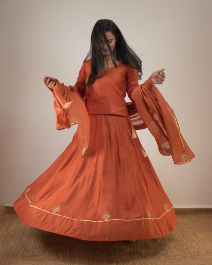 Samarvi Rust Lehenga Set