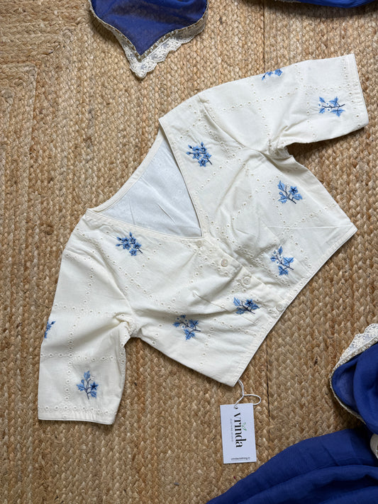 Schiffli Blue Flora ( Blouse )