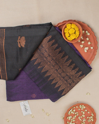 Irkal Purple Linen Saree