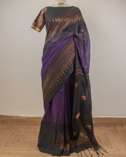 Irkal Purple Linen Saree