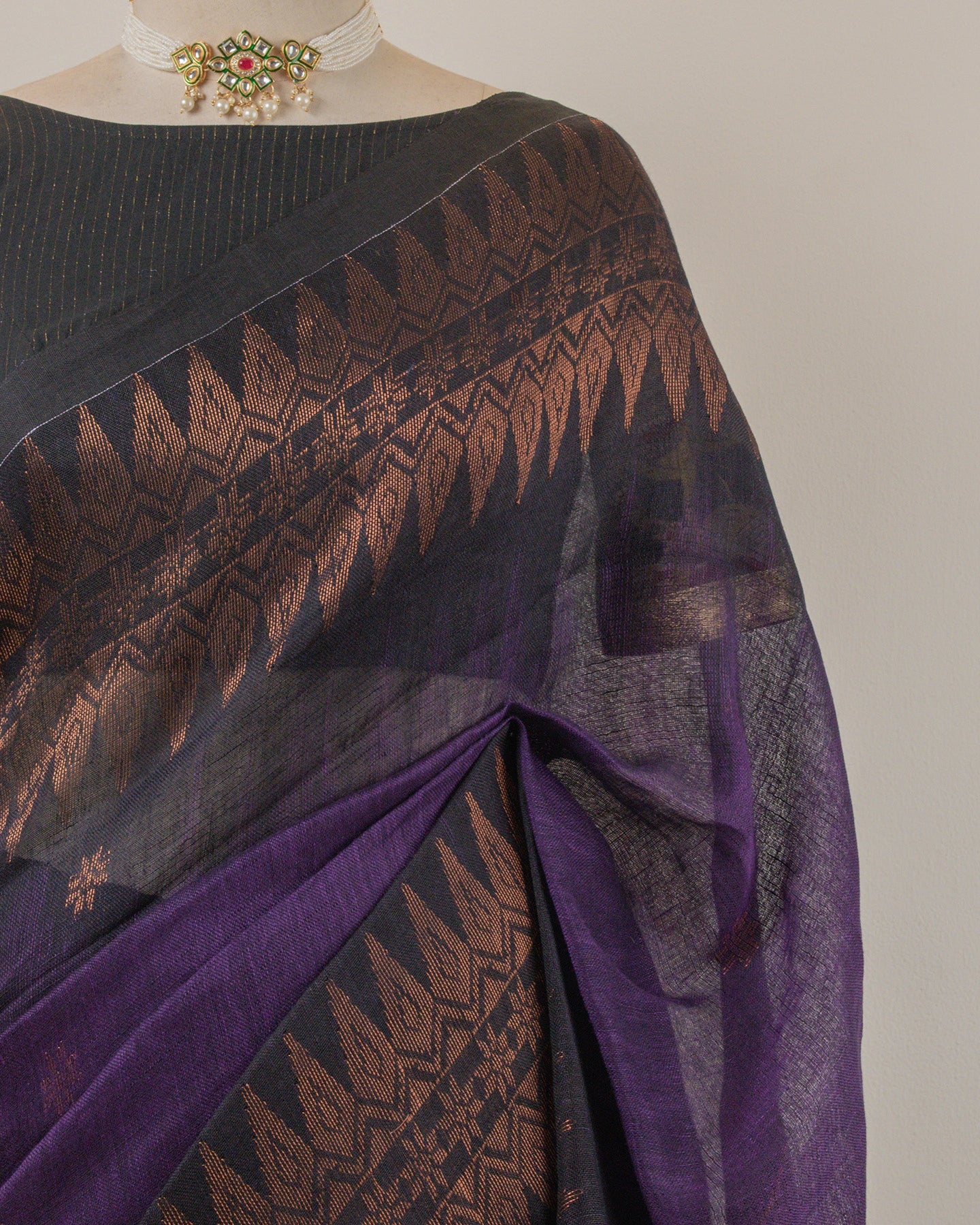 Irkal Purple Linen Saree