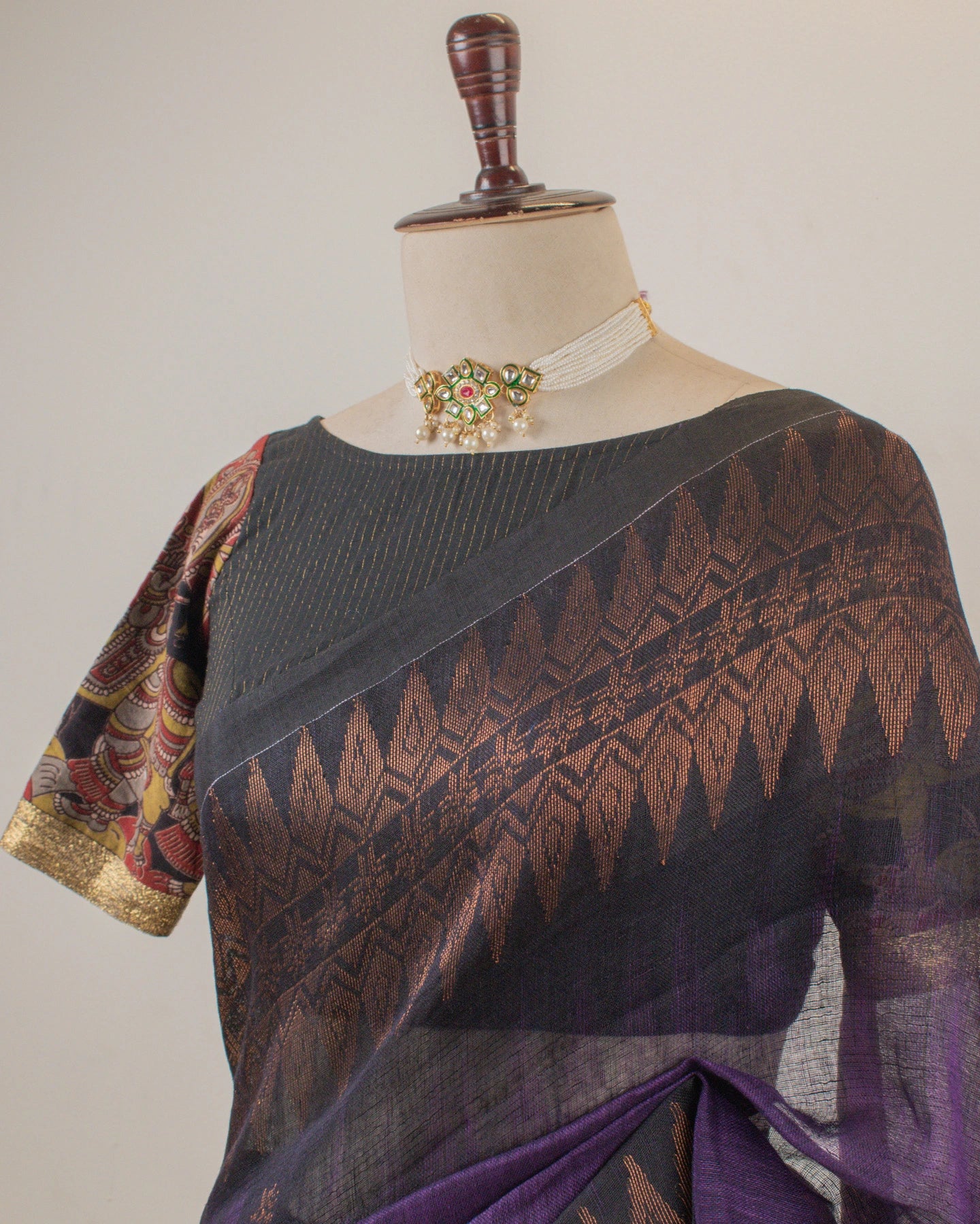 Irkal Purple Linen Saree