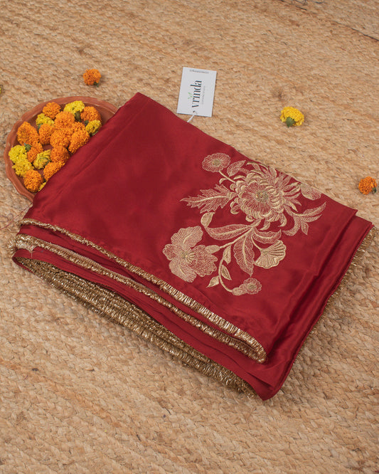 Adrika Coral Red Saree