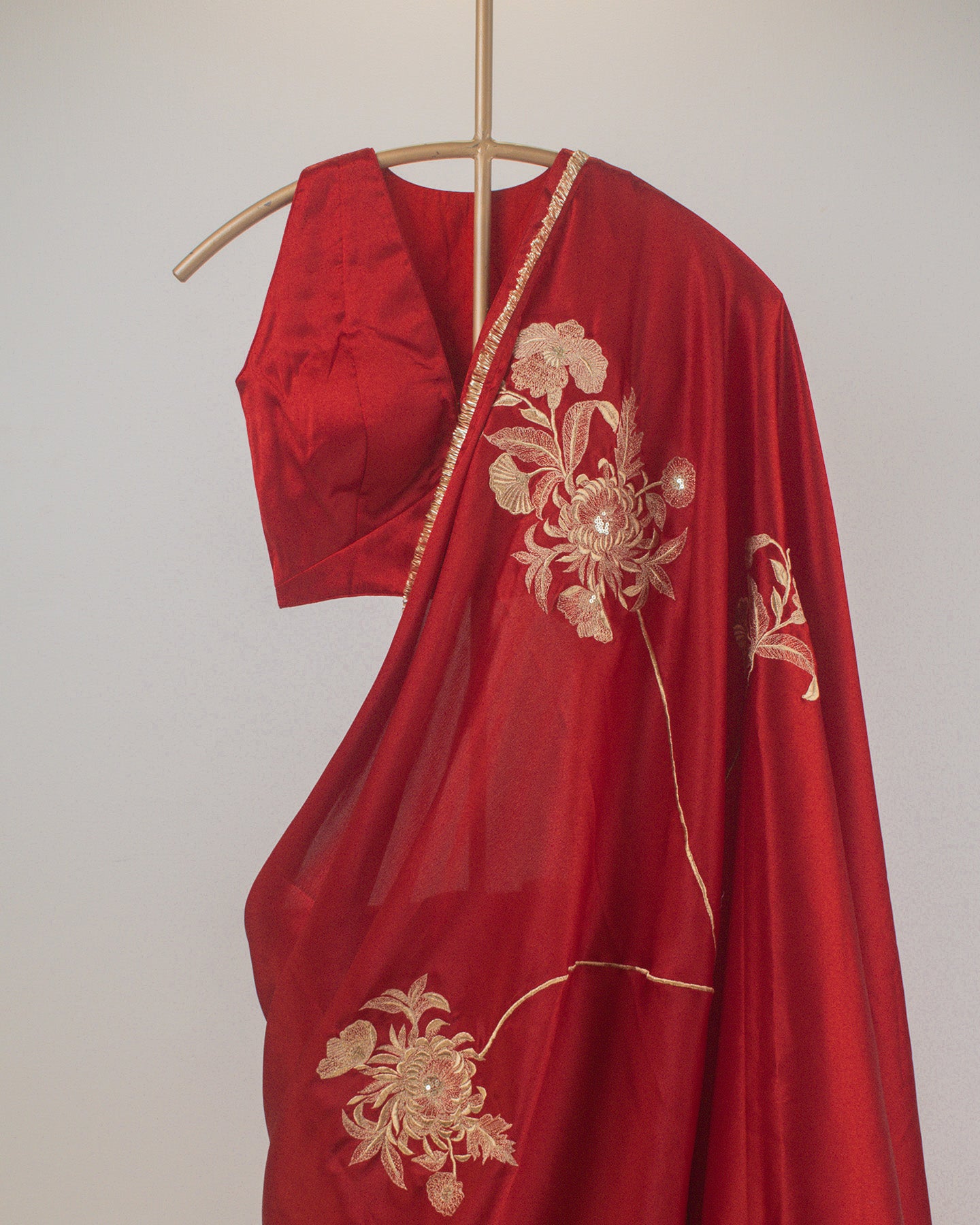 Adrika Coral Red Saree