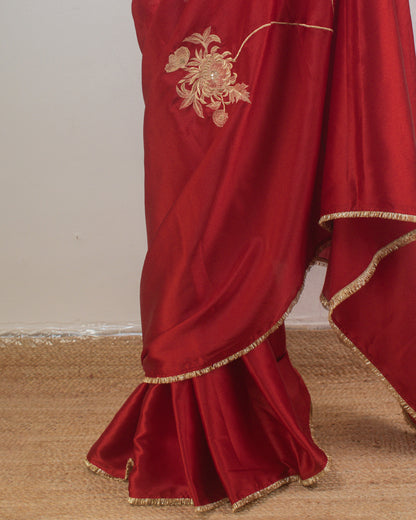 Adrika Coral Red Saree