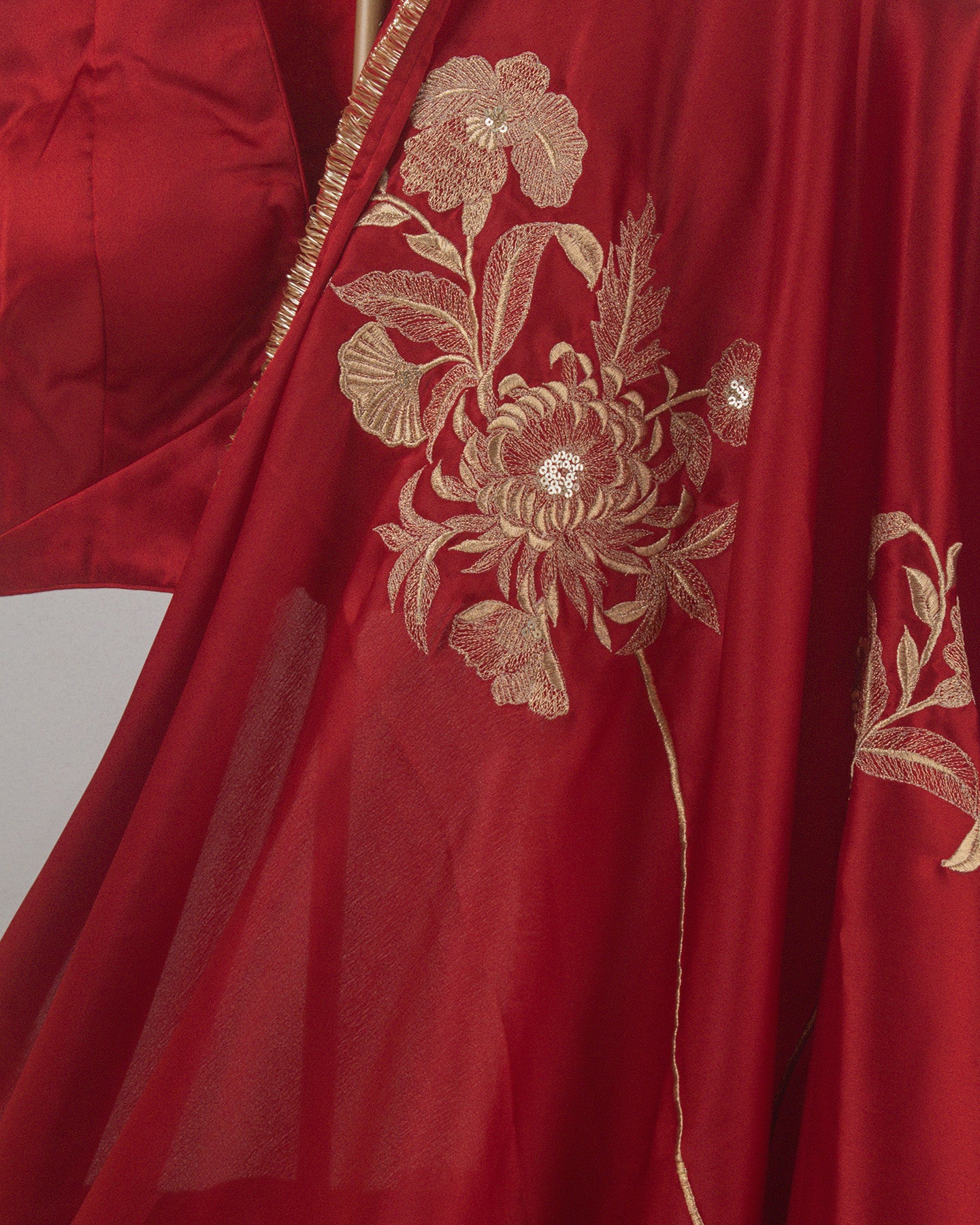 Adrika Coral Red Saree