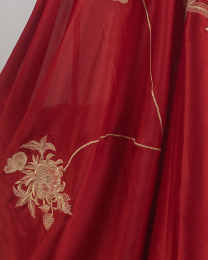 Adrika Coral Red Saree