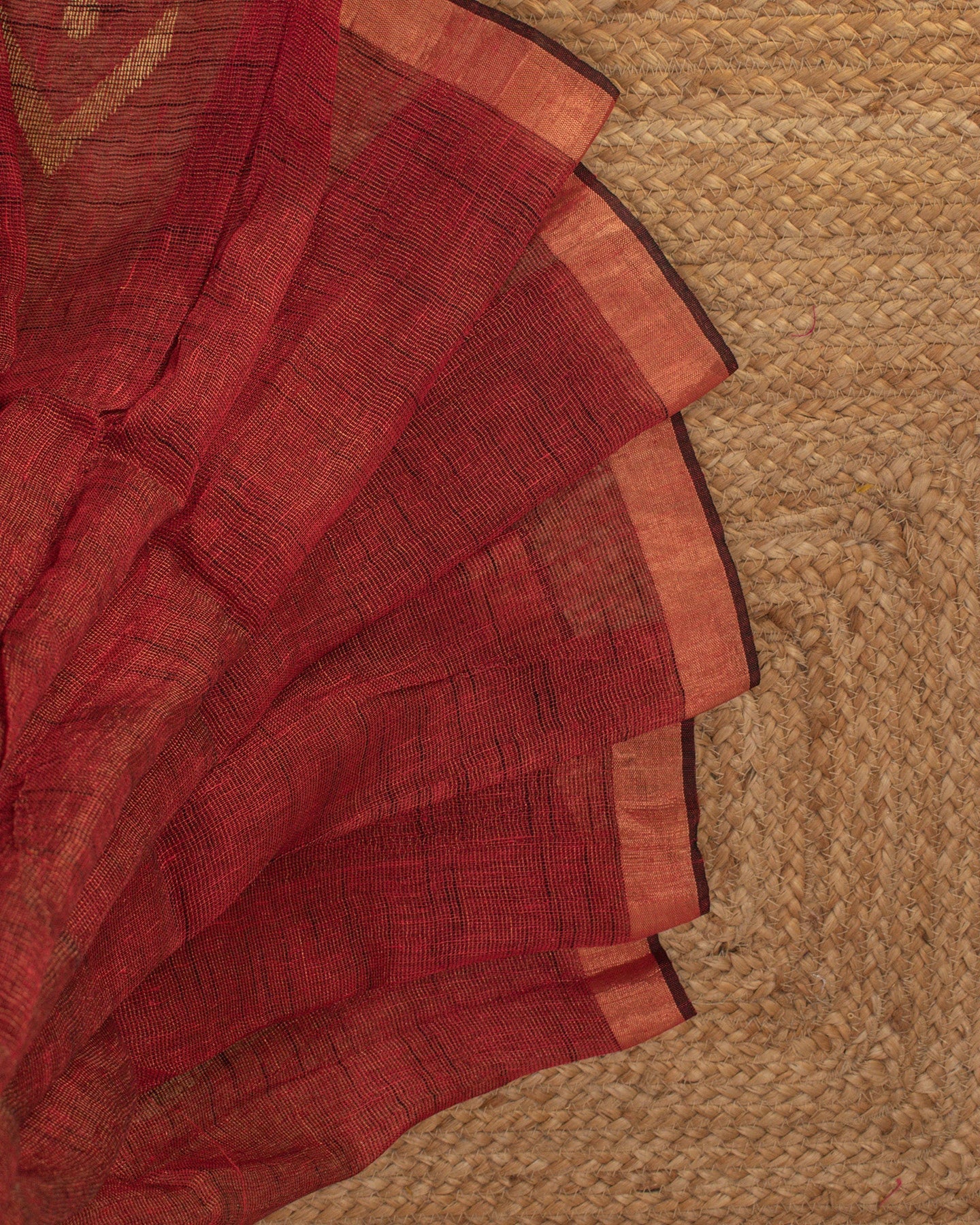 Alpona Maroon Linen Saree