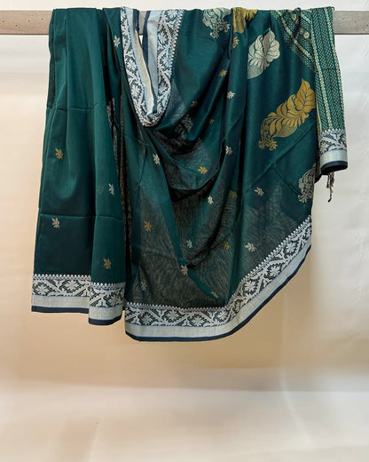 Amravati Deep Green Tangail Saree