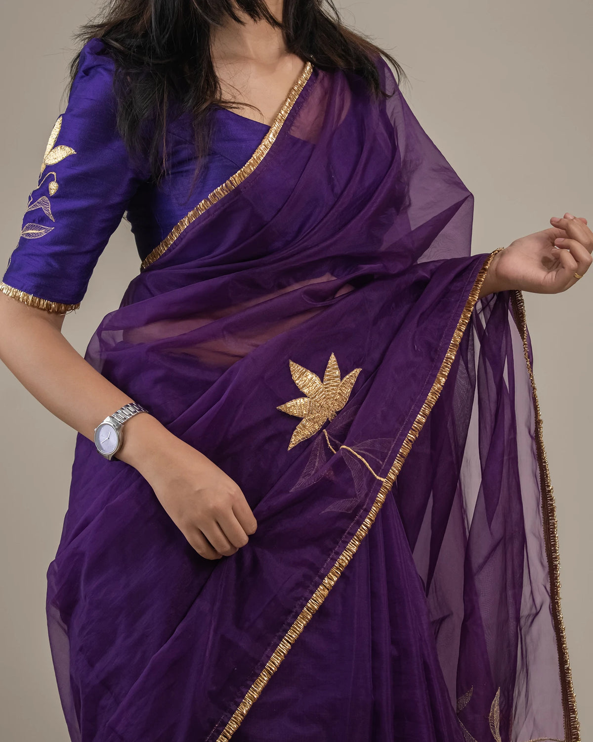 Baingani Padma Zari Saree