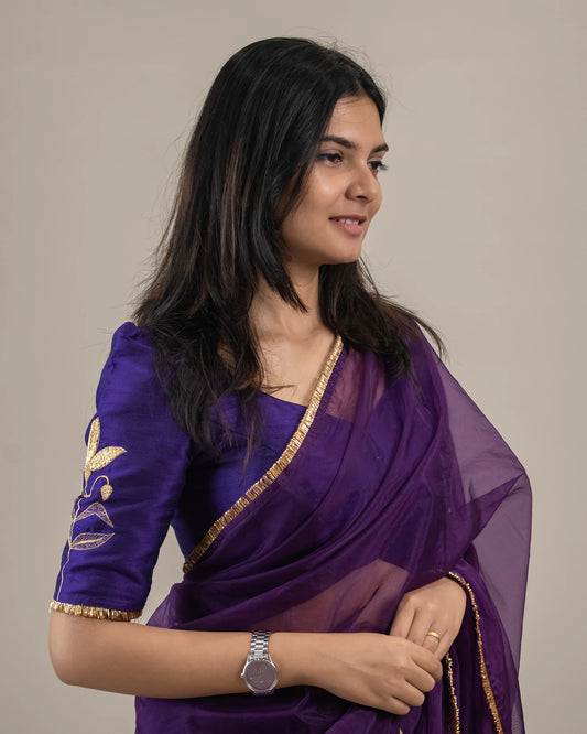 Baingani Padma Zari Saree