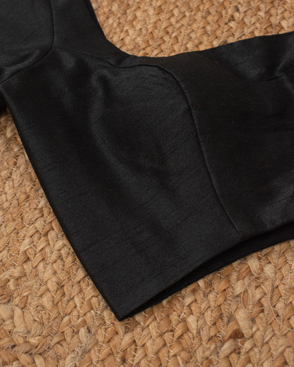 Black Curve Solid Blouse