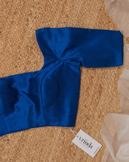 Blue Curve Solid Blouse