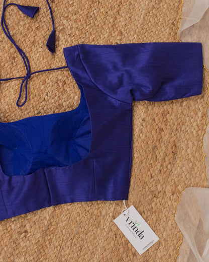 Ink Blue Curve Solid Blouse