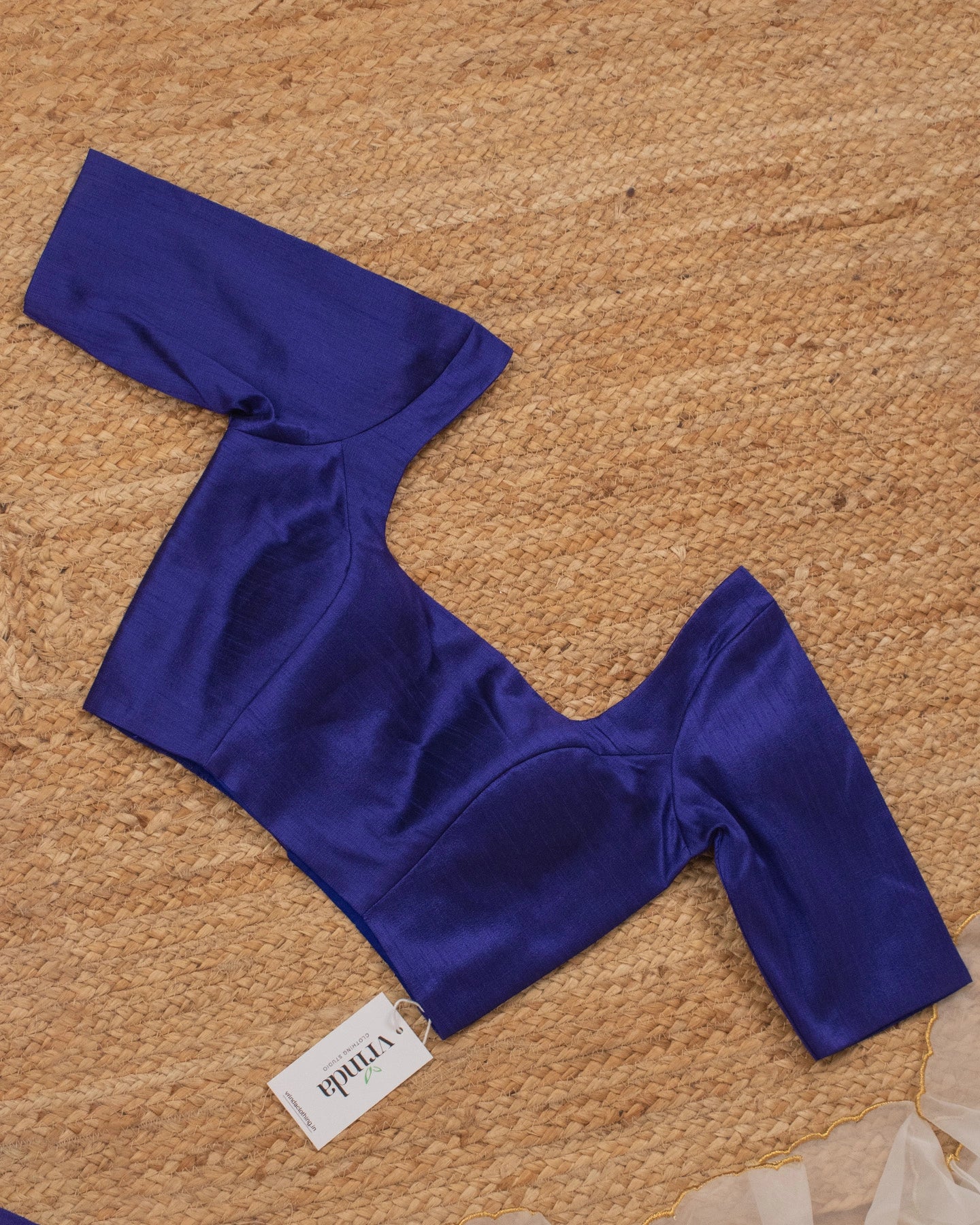 Ink Blue Curve Solid Blouse