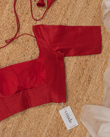 Red Curve Solid Blouse