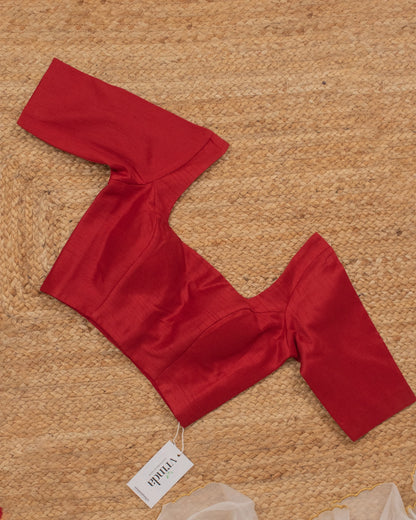 Red Curve Solid Blouse