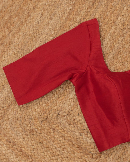 Red Curve Solid Blouse