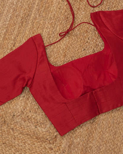 Red Curve Solid Blouse