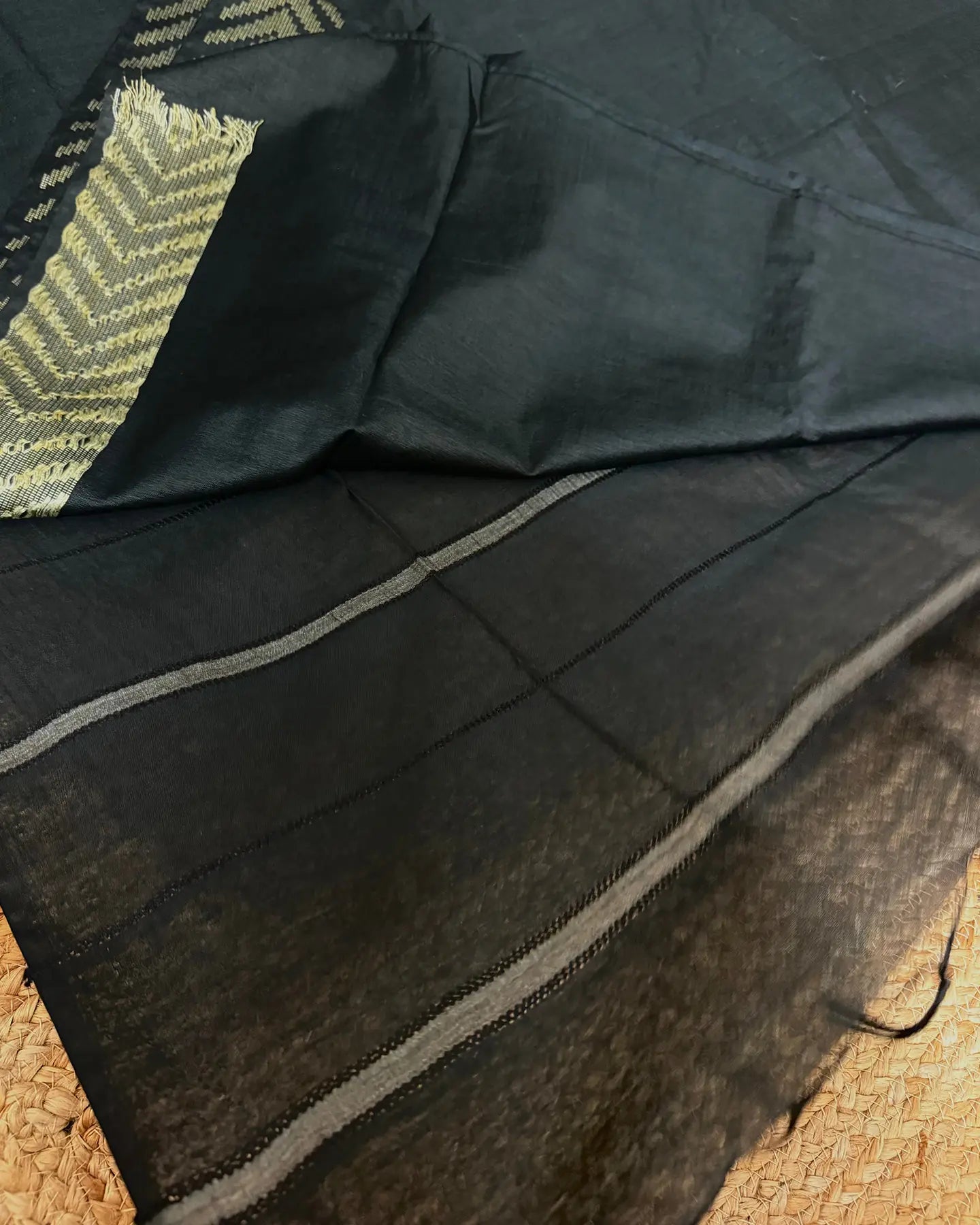 Black Chevron Matka Silk Saree