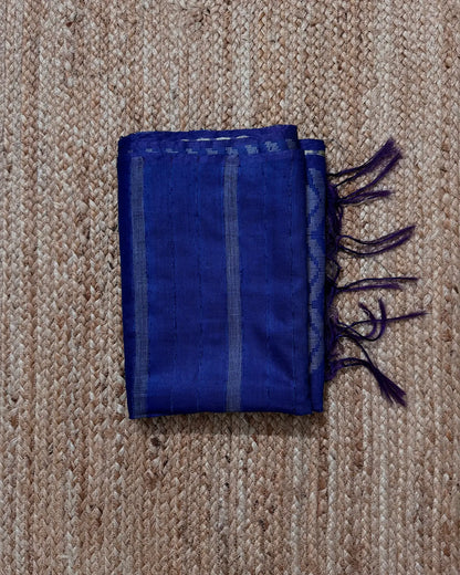 Cobalt Chevron Matka Silk Saree