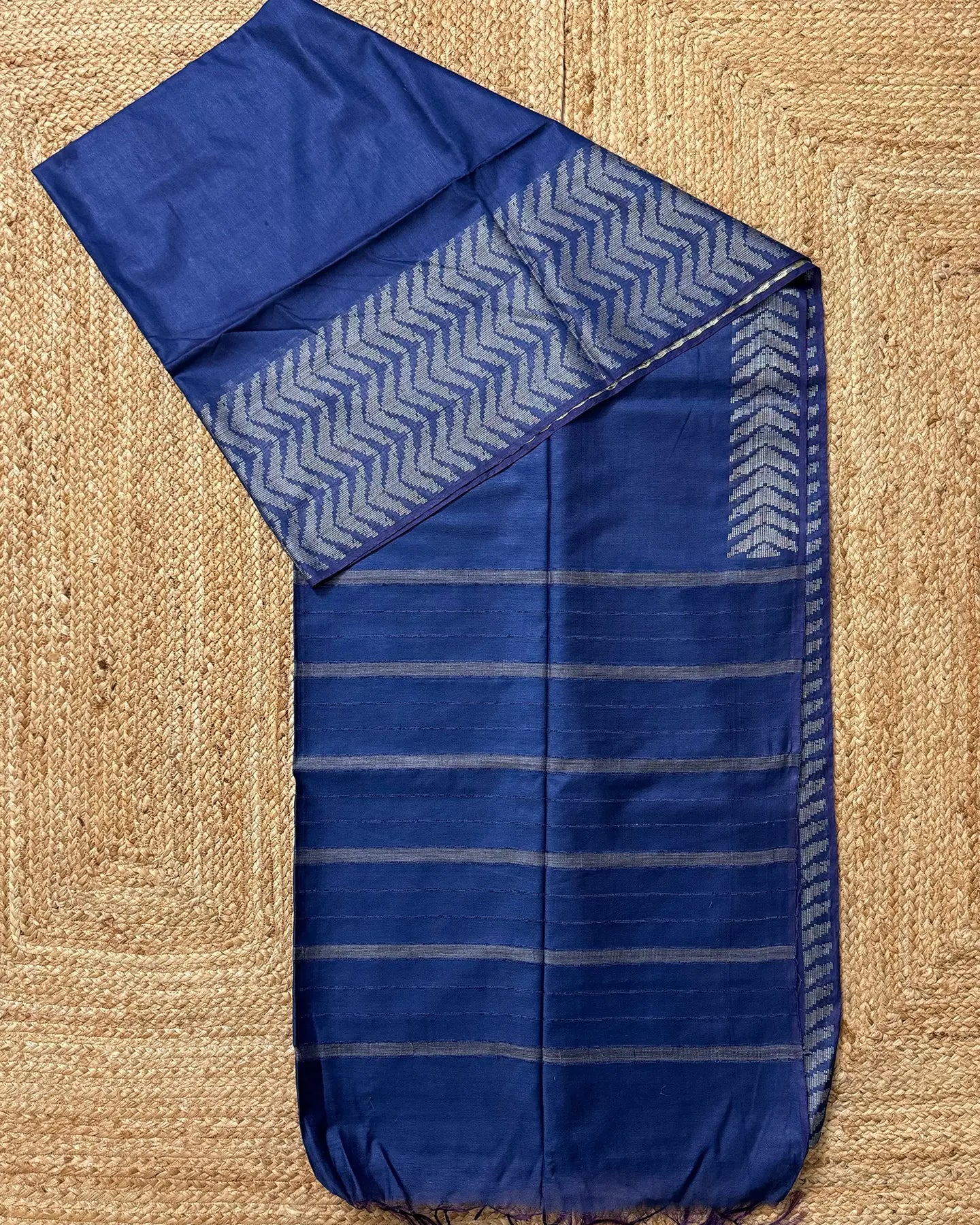 Cobalt Chevron Matka Silk Saree