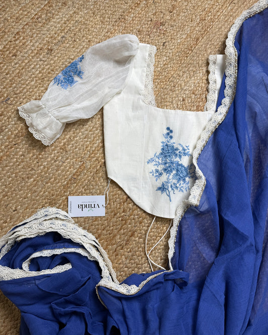 Blue Summer Saree Blouse Combo