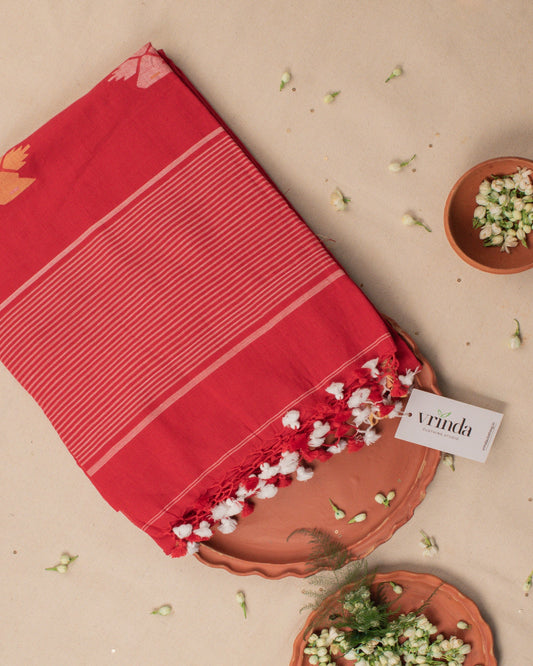 Bristi Brick Red Saree