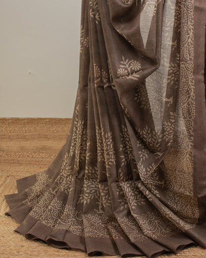 Brown Ghicha Tussar Saree