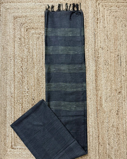 Charcoal Lines Ghicha Tussar Saree