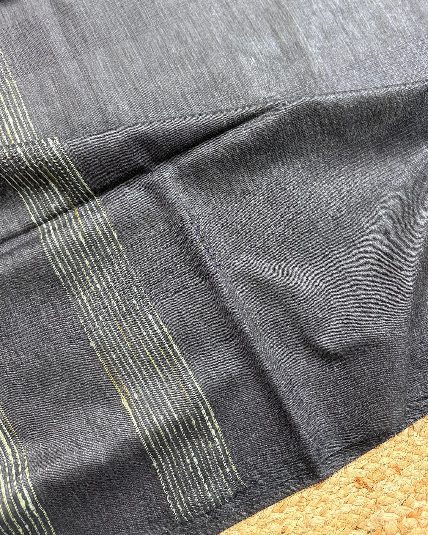 Charcoal Lines Ghicha Tussar Saree