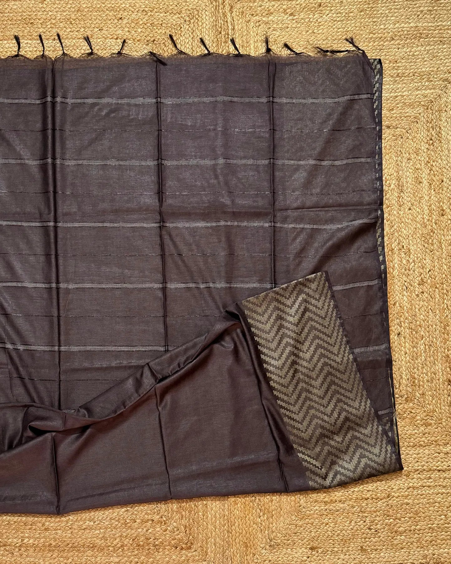 Cocoa Chevron Matka Silk Saree