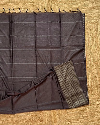 Cocoa Chevron Matka Silk Saree