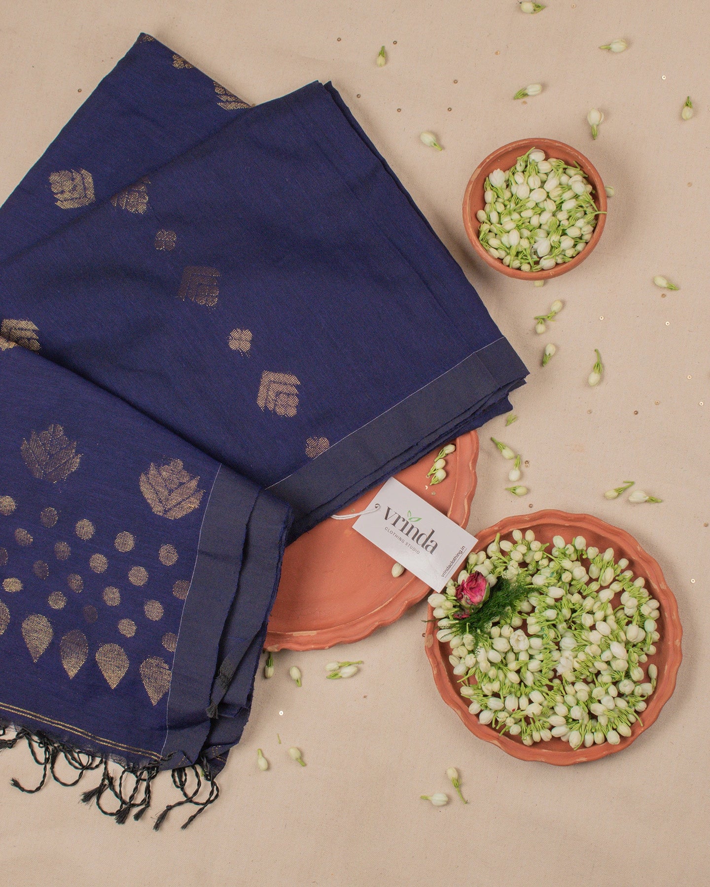Dia Blue Handwoven Linen Saree