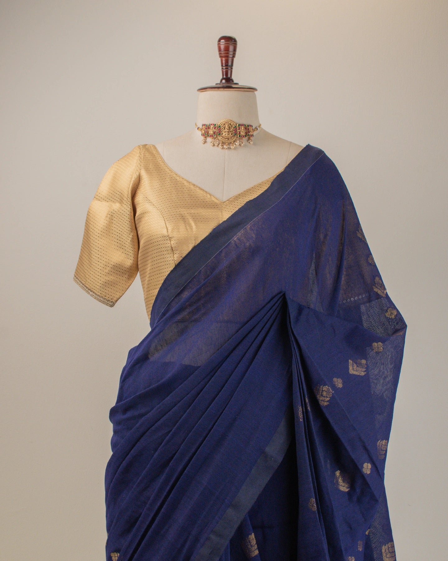 Dia Blue Handwoven Linen Saree