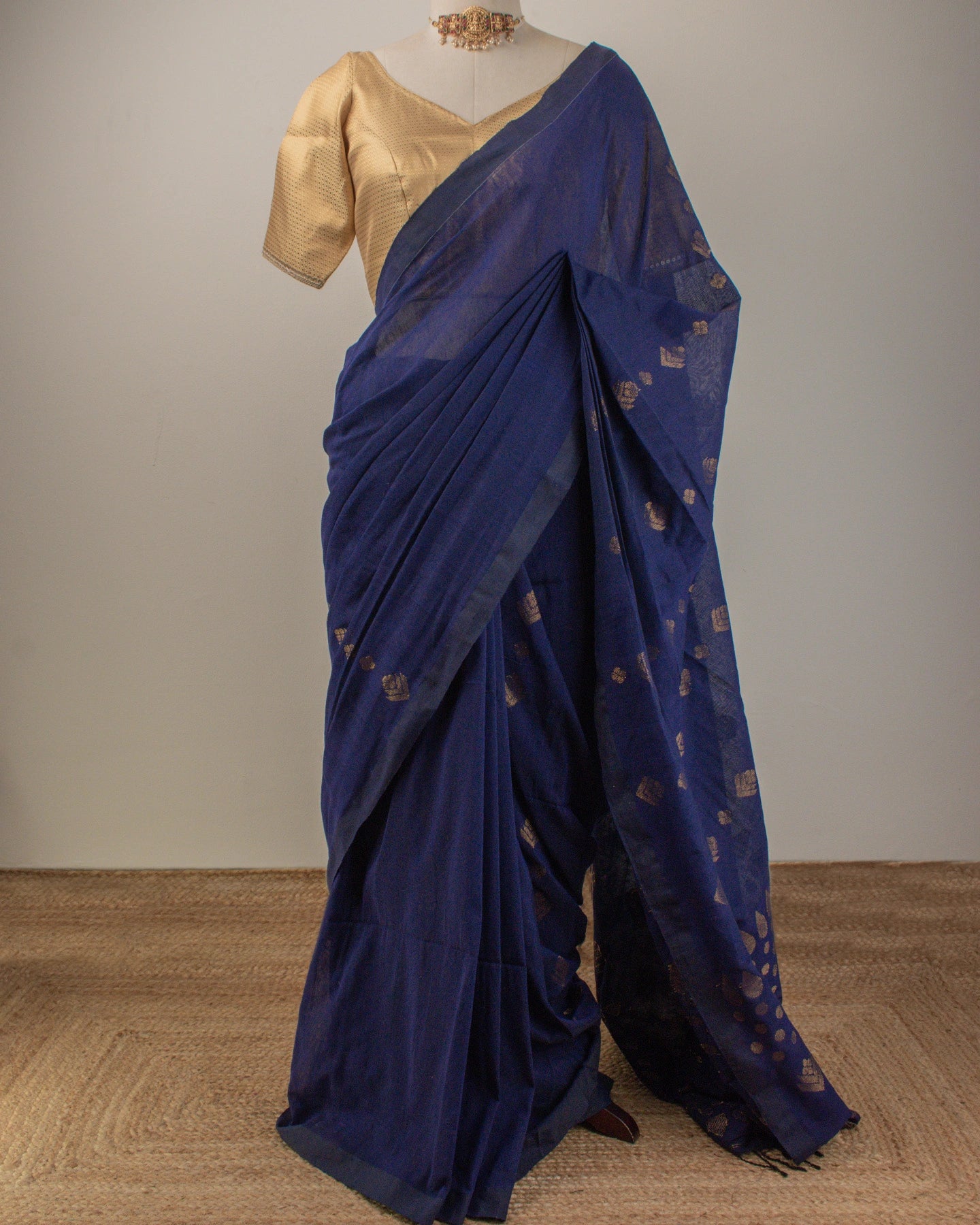 Dia Blue Handwoven Linen Saree