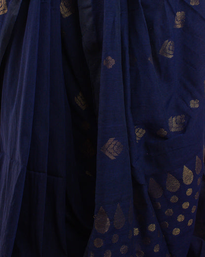 Dia Blue Handwoven Linen Saree
