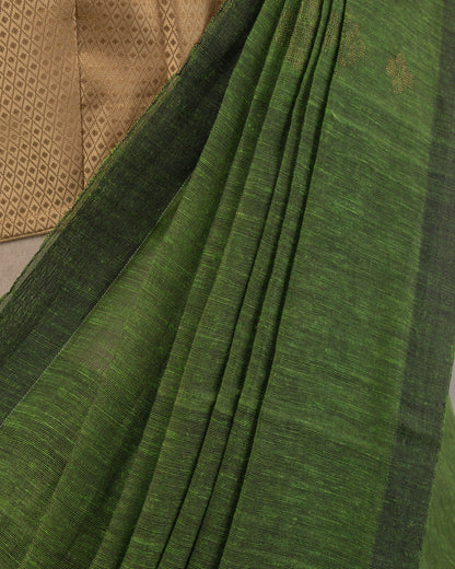 Dia Green Handwoven Linen Saree