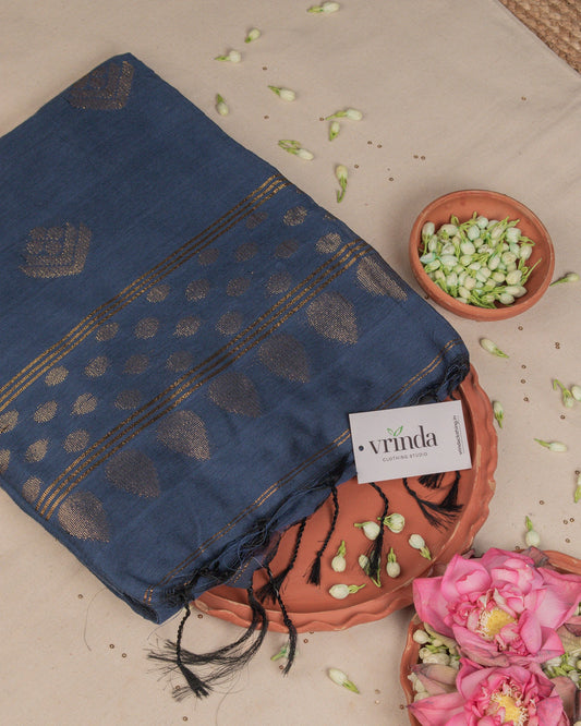 Dia Grey Handwoven Linen Saree