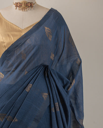 Dia Grey Handwoven Linen Saree