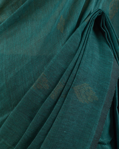 Dia Turquoise Handwoven Linen Saree