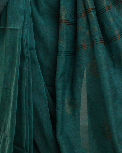 Dia Turquoise Handwoven Linen Saree